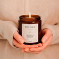 DELORA Vanilla Breeze Premium Soy Scented Candle | Long-Lasting Luxury Home Fragrance | Amber Glass Jar