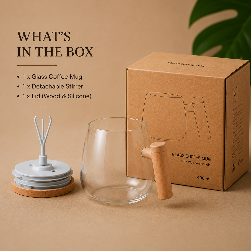 DELORALUX™ Smart Glass Mug – USB-C Rechargeable Coffee & Tea Mixer