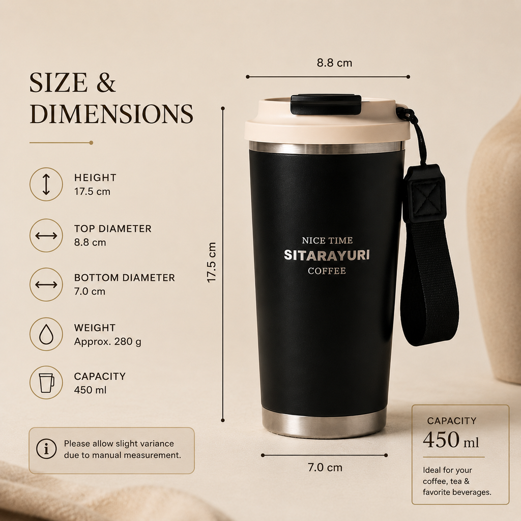 DELORA™ Premium Thermal Travel Tumbler | Leakproof Stainless Steel Vacuum Insulated Coffee Mug | Hot & Cold Travel Cup