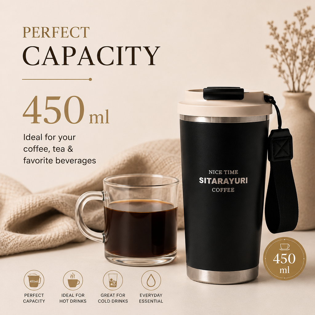 DELORA™ Premium Thermal Travel Tumbler | Leakproof Stainless Steel Vacuum Insulated Coffee Mug | Hot & Cold Travel Cup