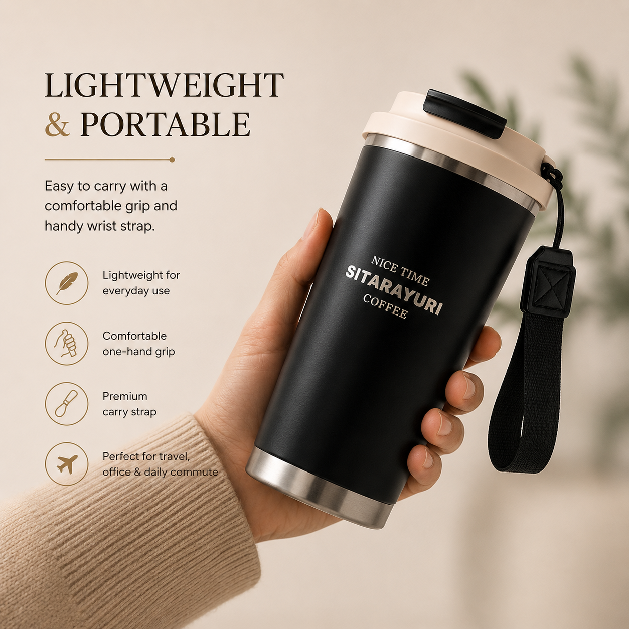 DELORA™ Premium Thermal Travel Tumbler | Leakproof Stainless Steel Vacuum Insulated Coffee Mug | Hot & Cold Travel Cup