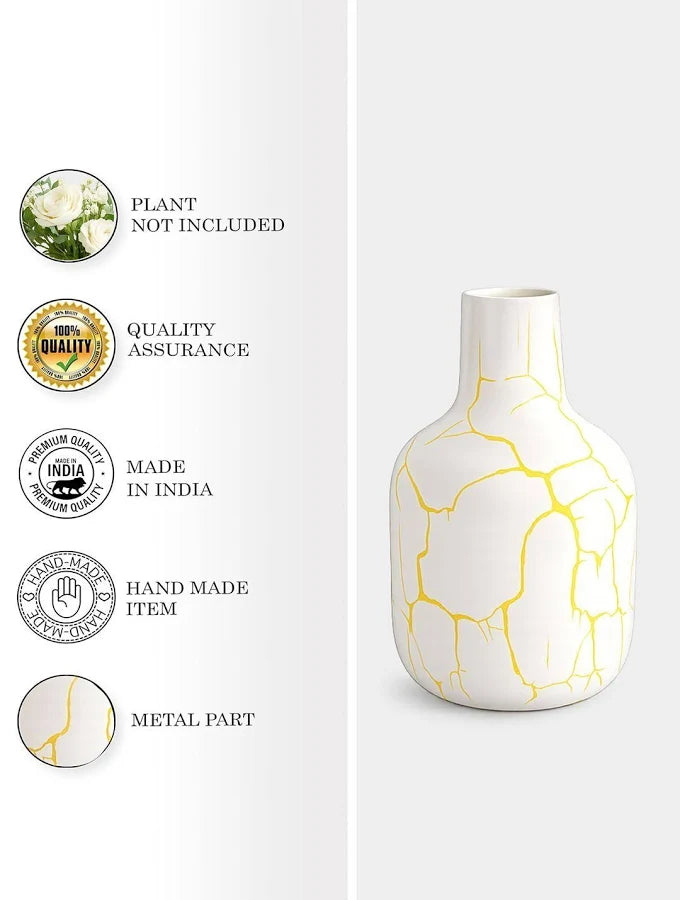 Luxury Marble Ceramic Flower Vase | Modern Decorative Table Vase for Home Décor